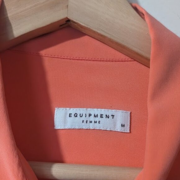 Equipment | Signature Slim Fit Silk Button-Up Shirt In Living Coral - Picture 9 of 14
